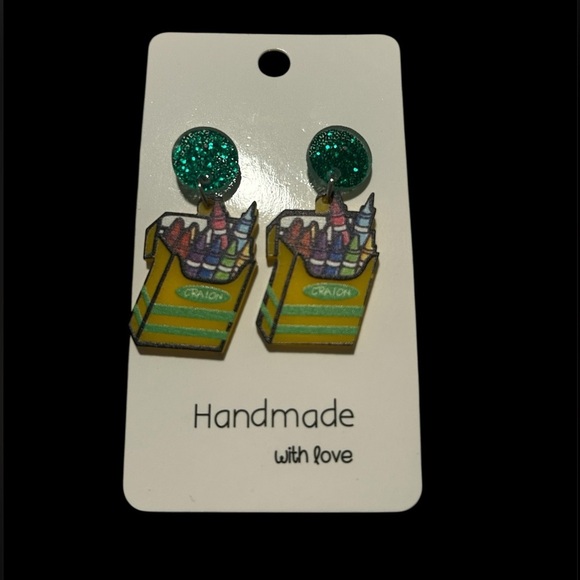 Teacher 👩🏻‍🏫 3 Pc.bundle - Colorful Earrings (highlighter, pencil, crayons) - Picture 4 of 4